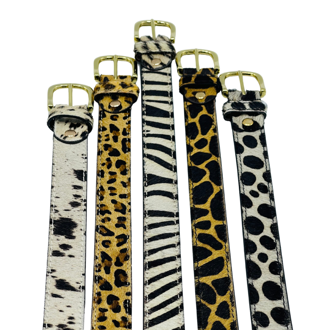 Animal Print Cowhide Belt - Cow