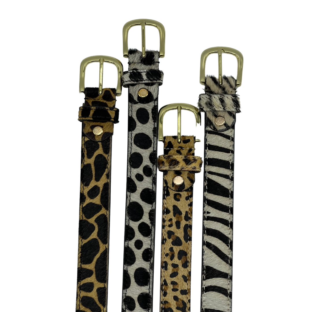 Animal Print Cowhide Belt - Leopard