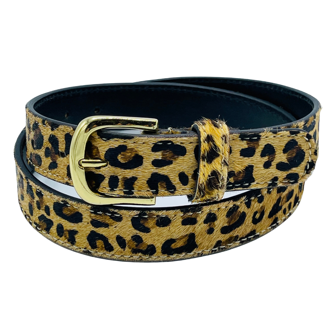 Animal Print Cowhide Belt - Leopard