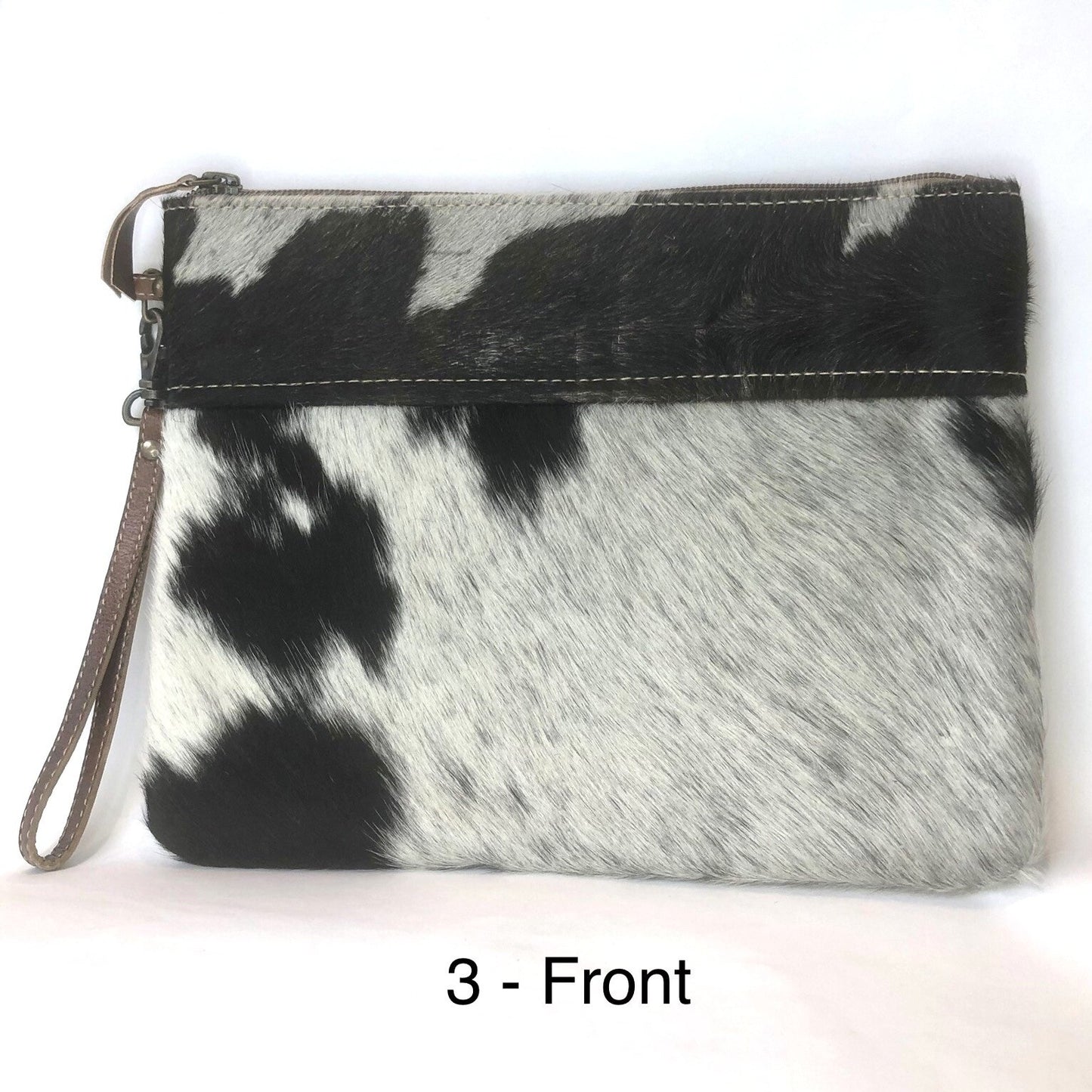 Large Gaucho Clutch – Black, Dark Brown & White