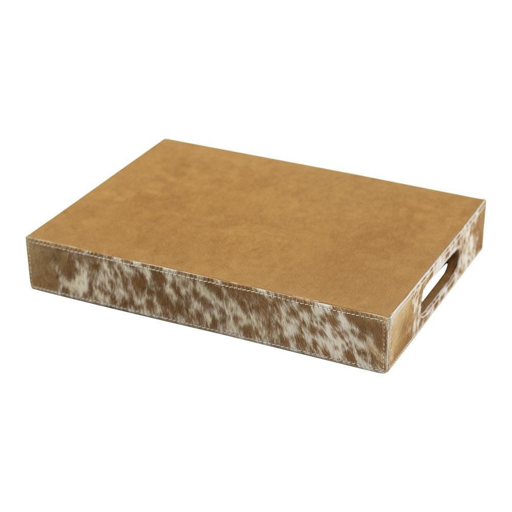 Cowhide Tray - Rectangular - Brown/White