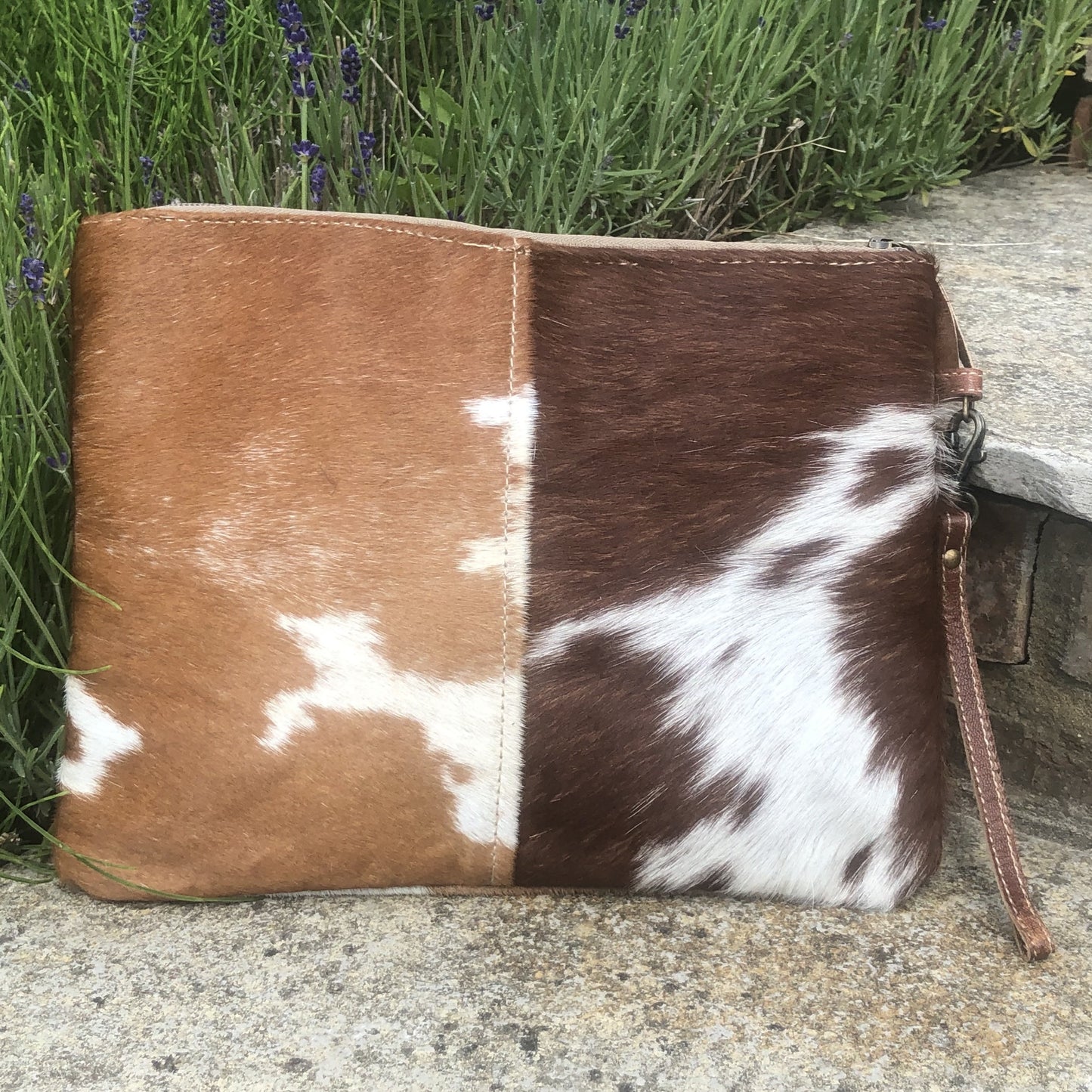 Large Gaucho Clutch - Brown & White