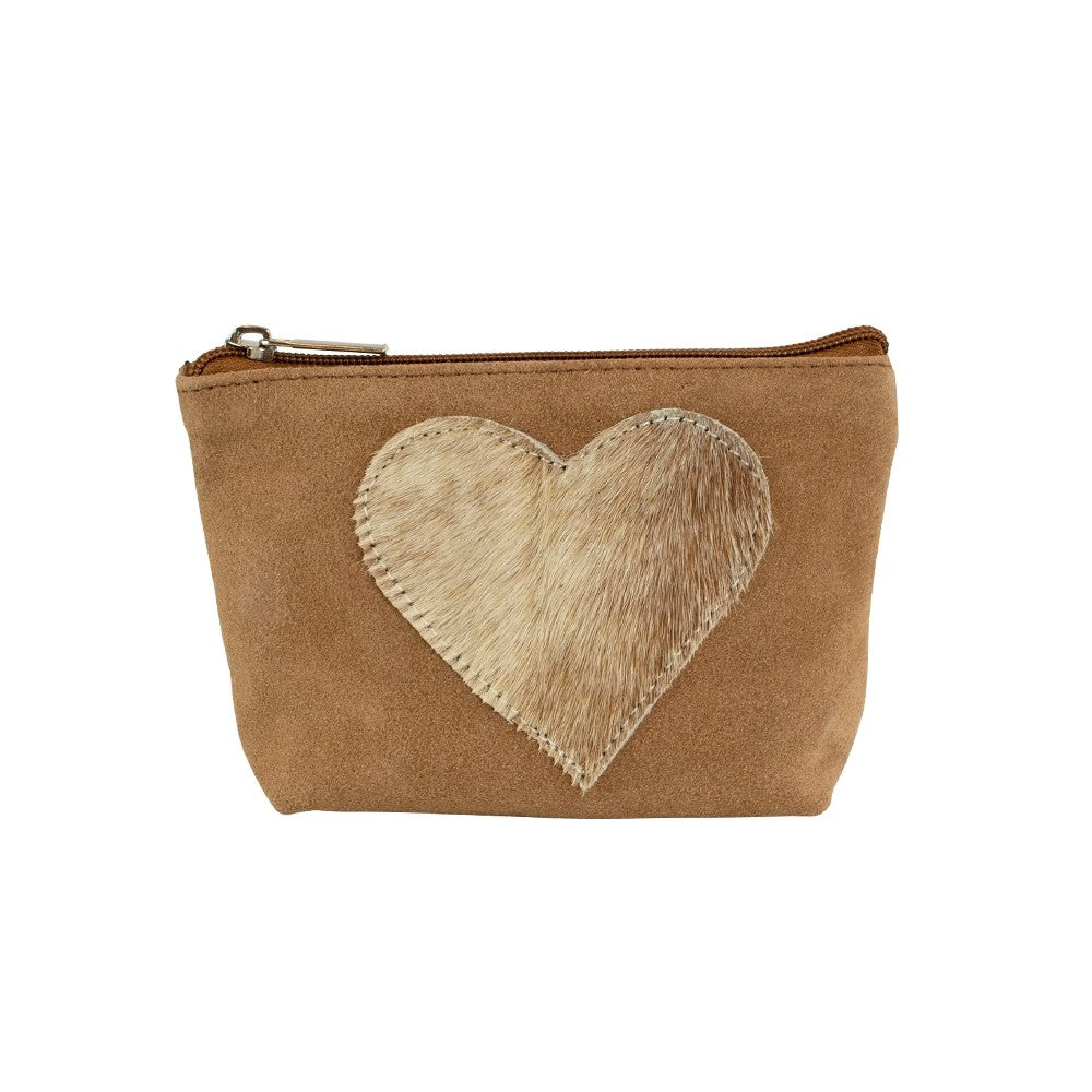 Make Up Bag/Purse with Heart – Brown