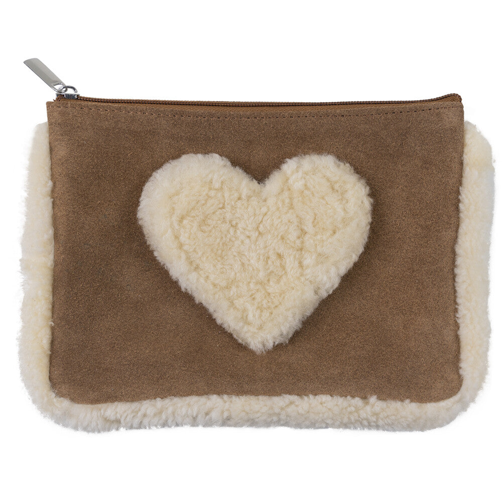 Medium Clutch - Sheepskin Heart