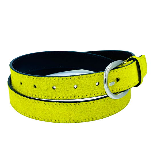 Neon Cowhide Belt - Yellow