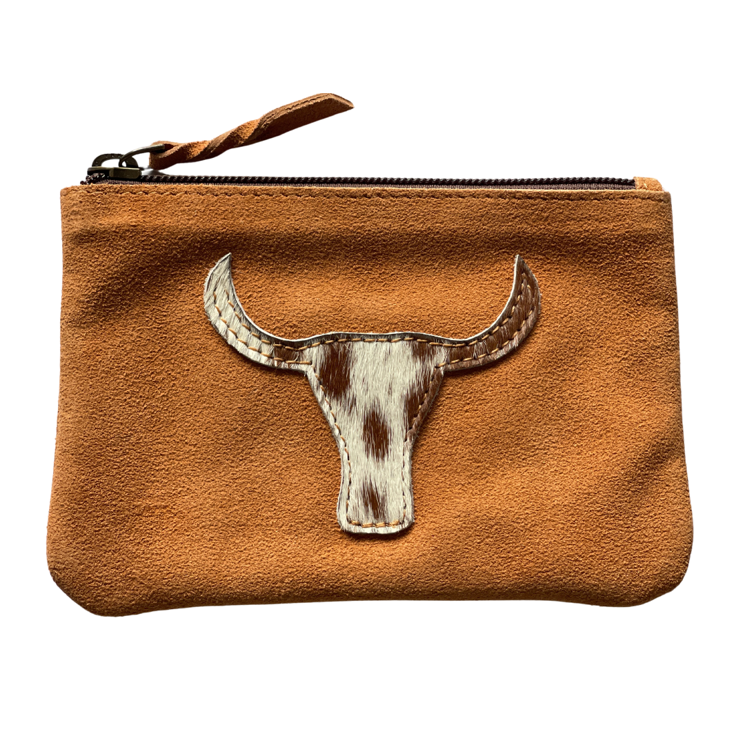 Purse / Make Up Bag with Bull Emblem – Black