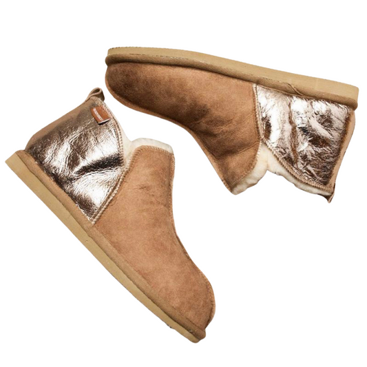 Sheepskin Boot Slippers - Antique Cognac / Gold