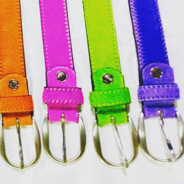 Neon Cowhide Belt - Green