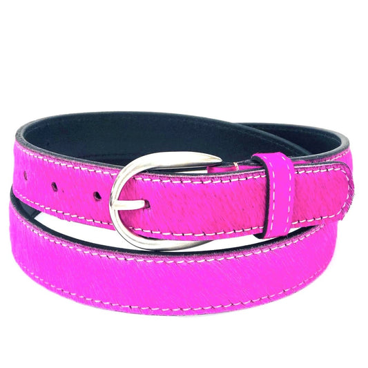 Neon Cowhide Belt - Pink