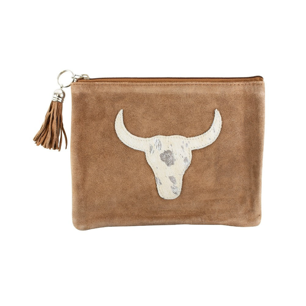 Medium Clutch - Dark Brown/Black or Silver Bull