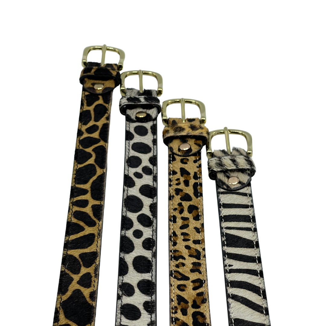 Animal Print Cowhide Belt - Giraffe
