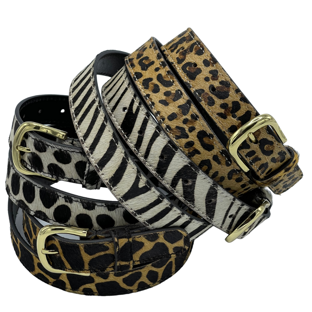 Animal Print Cowhide Belt - Zebra