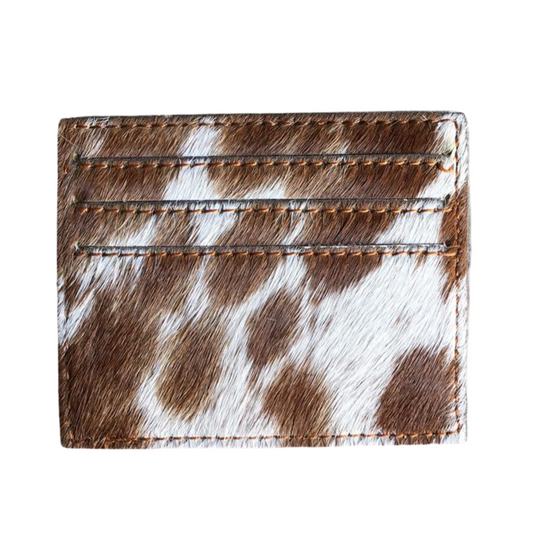 Cowhide Cardholder - Chocolate Brown/White