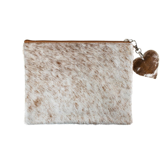 Cowhide Clutch - Medium - Brown & White