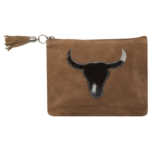 Medium Clutch - Dark Brown/Black or Silver Bull