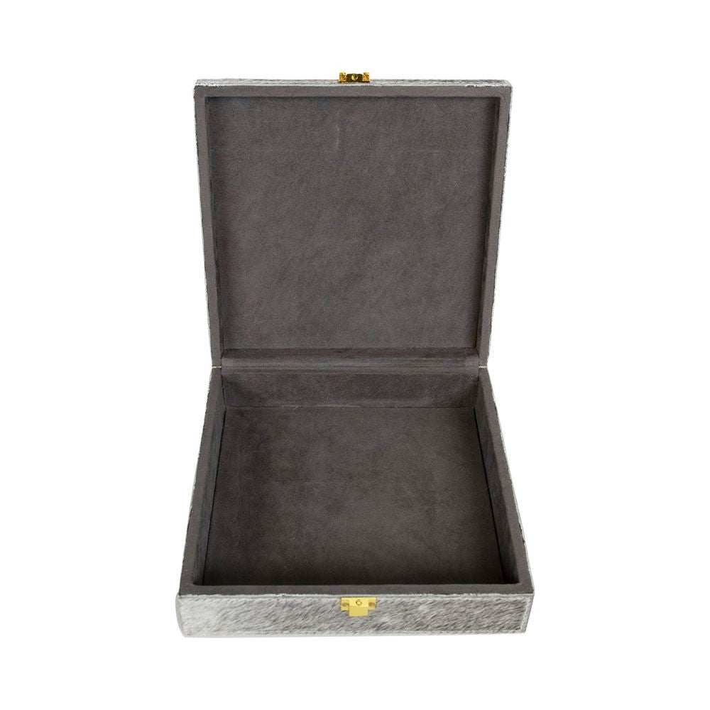 Grey Cowhide Decorative Storage Box