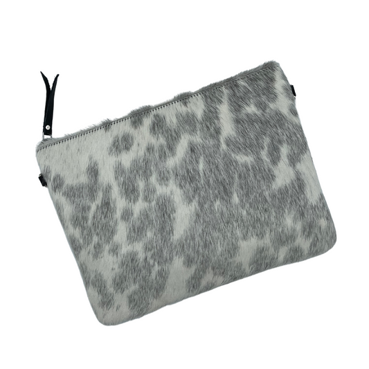 Galloway Grey/White Cowhide Crossbody / Clutch - Large