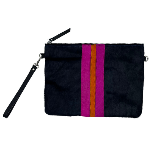 Galloway Striped Navy Clutch / Crossbody - Large