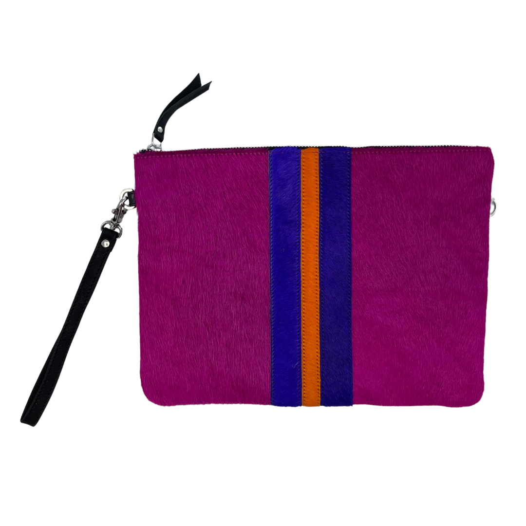 Galloway Striped Pink Clutch / Crossbody - Large
