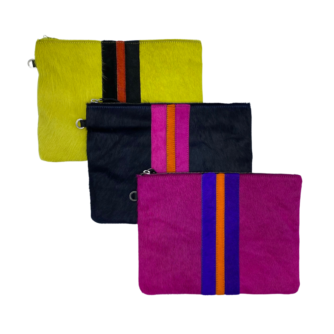 Galloway Striped Pink Clutch / Crossbody - Large
