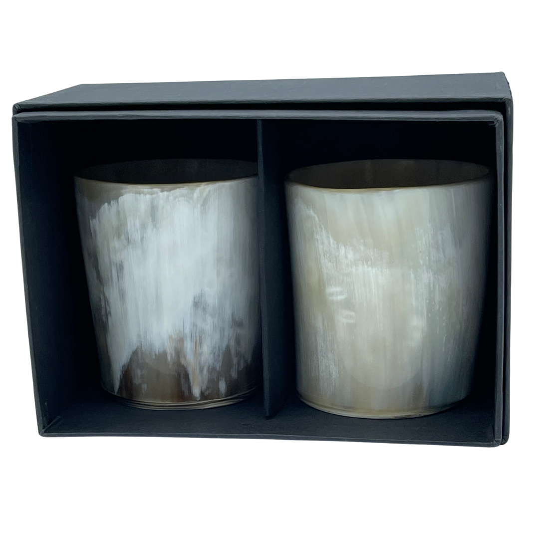 Pair of Horn Whisky Tots / Cups