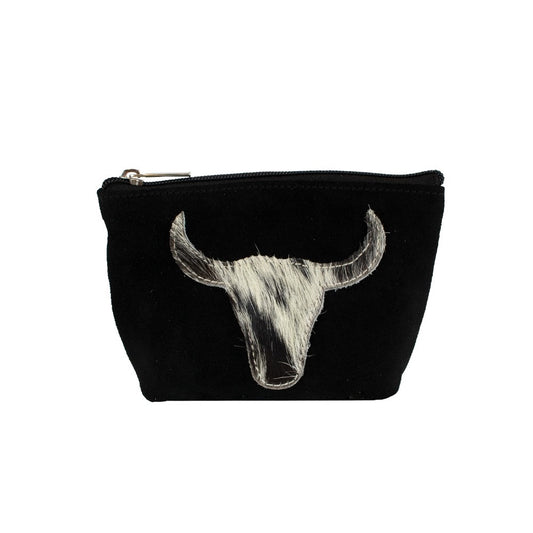 Make Up Bag /Purse with Bull Emblem – Black
