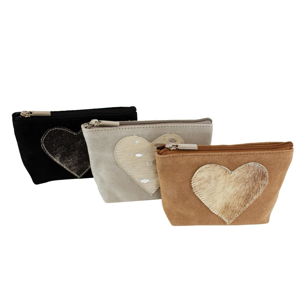 Make Up Bag/Purse with Heart – Beige