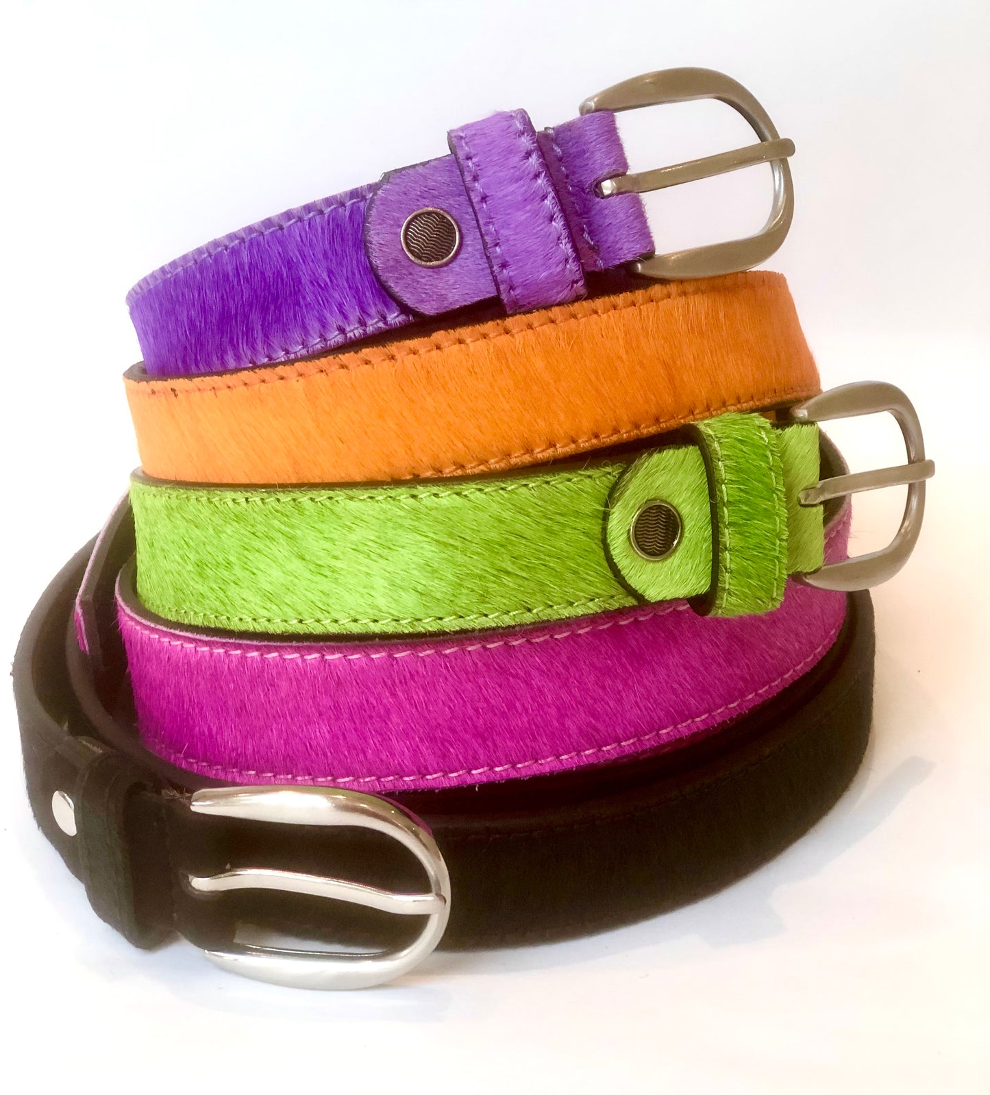 Neon Cowhide Belt - Purple