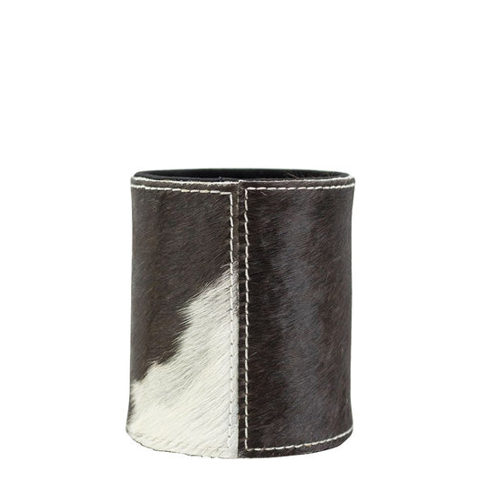 Cowhide Pencil Pot - Black/Brown/White