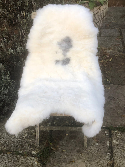 Icelandic Sheepskin Rug - Shaved - Cream + 2 Black Spots