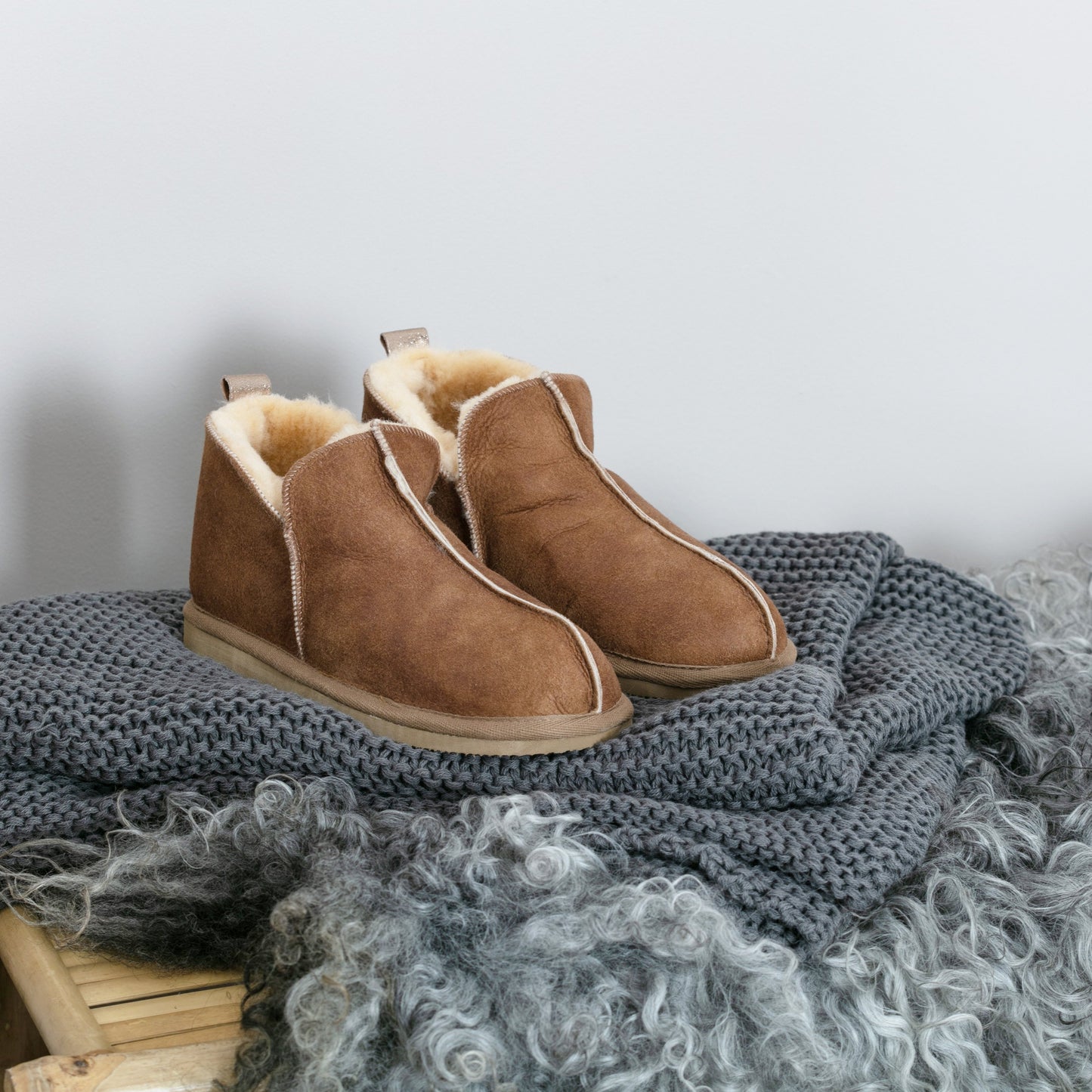 Shepherd of Sweden Sheepskin Boot Slippers - Annie Cognac