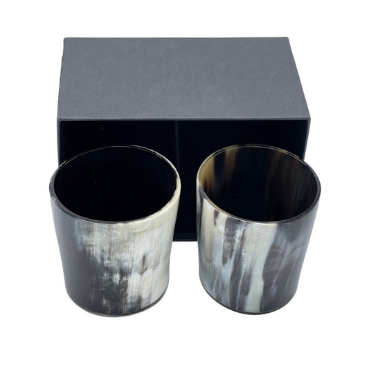 Pair of Horn Whisky Tots / Cups